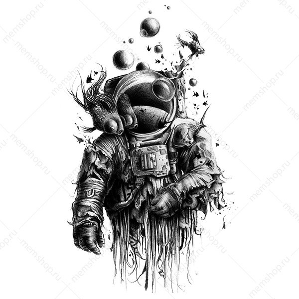 Иллюстрация Эскиз тату космос и космонавт в стиле компьютерная